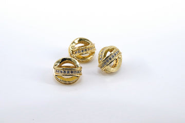 CZ Micro Pave Round Balls, Gold Beads Spacer Focal Beads, Silver Lariat Hollow Crystal Balls #899